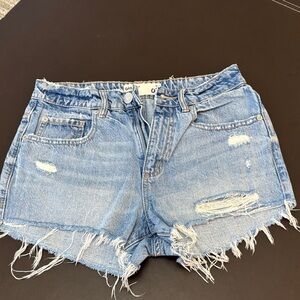 Garage Light Blue Distressed Denim Shorts